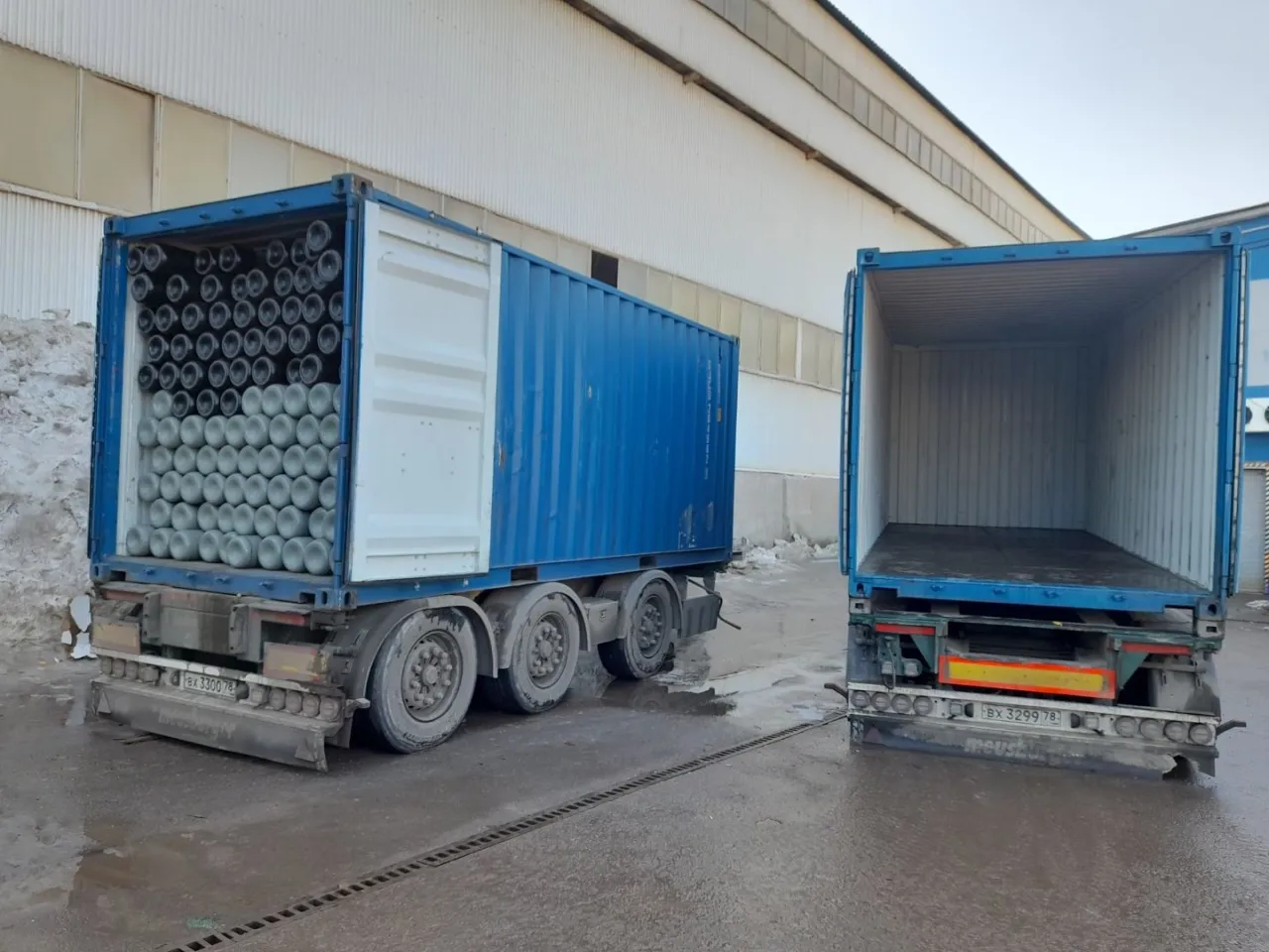 Полный контейнер газовых стальных новых баллонов 350 шт. под сжатые газы (O2, N2, Ar, He, CH4, Mix) 50 л 200 бар без вентиля ТР ТС 032 горловина E25
