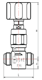 Diaphragm valve DV510H-M-MV4-BA 1/4"MVCR,SS316L,3000psig,manual, BA class / Мембранный клапан